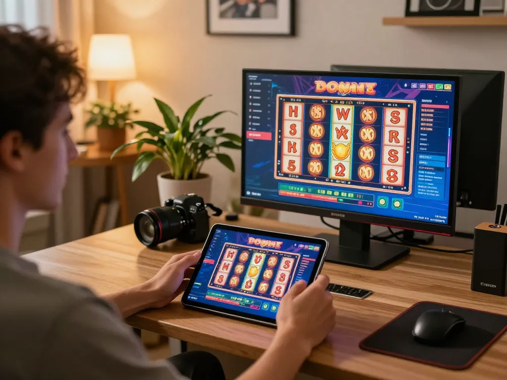 Experience the excitement of hay win gambling on a tablet in a cozy home setup