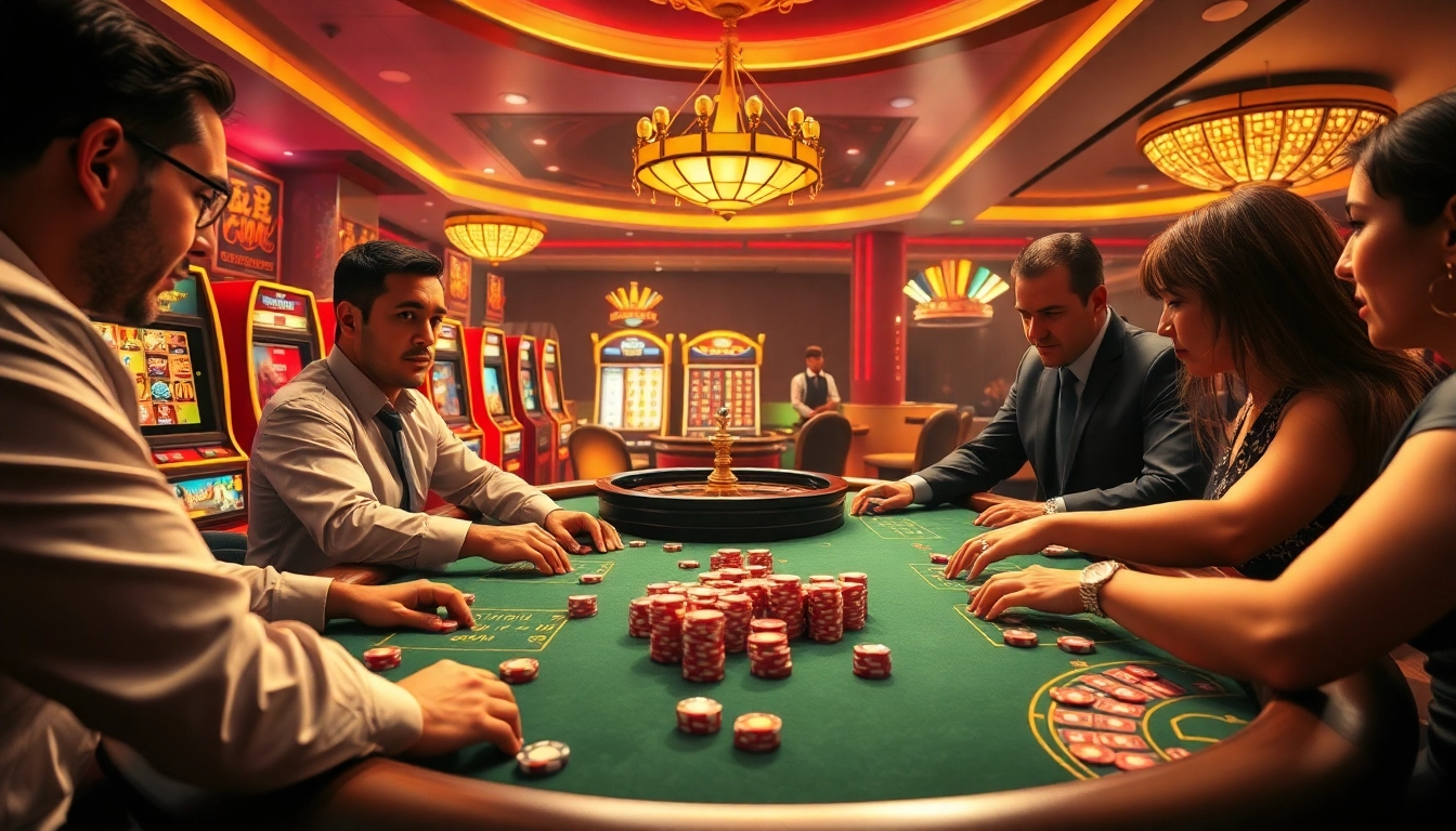 Exciting poker game scene depicting kqbd with vibrant casino elements and high-stakes players.
