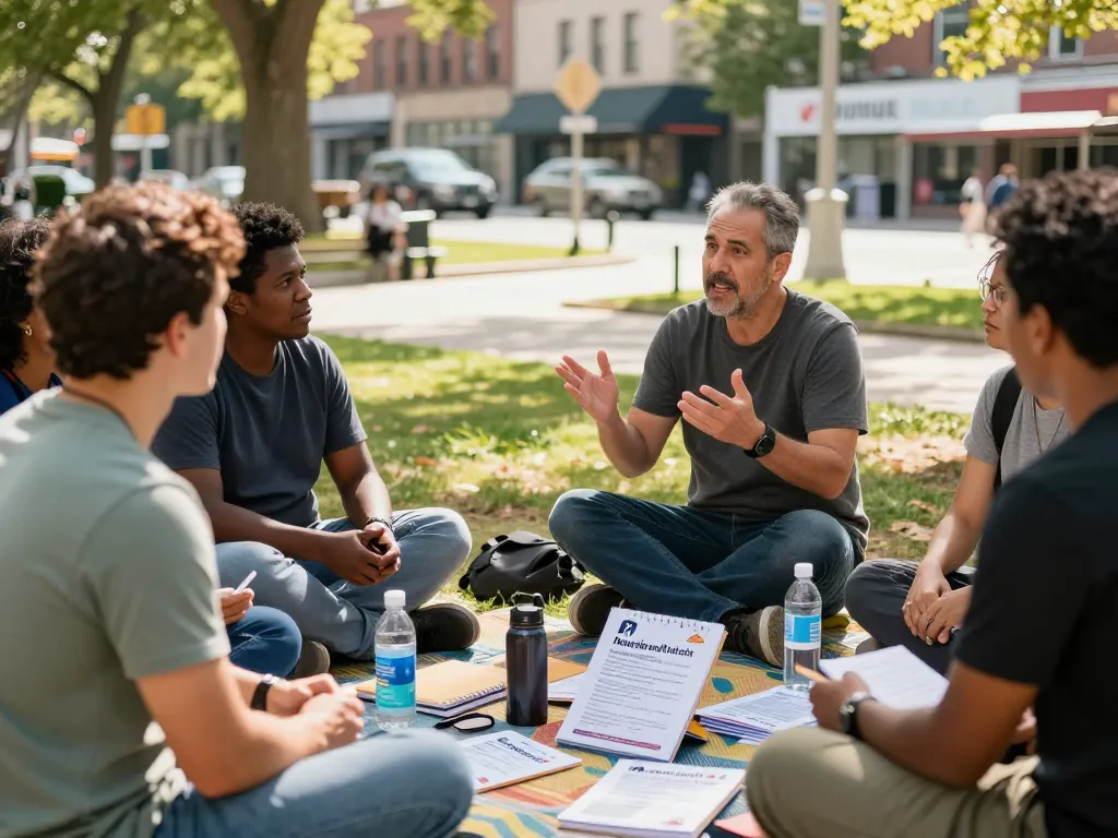 Men engaging in conversation at a community gathering, part of the manclub for mental health support.