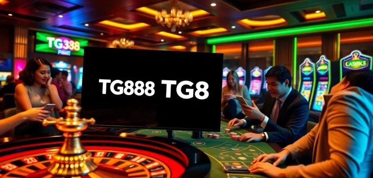 Embrace the excitement of TG88's online gambling scene with vibrant casino visuals.