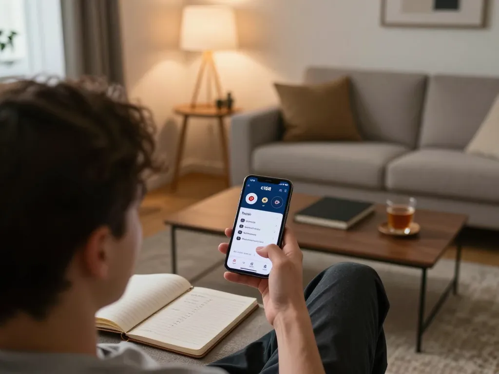 Engaging in c168 bet gameplay on a smartphone in a cozy home setting with strategic notes