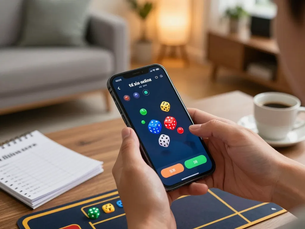 Engaging gameplay scene from app tài xỉu online uy tín with colorful dice on display, showcasing the excitement of online gambling.