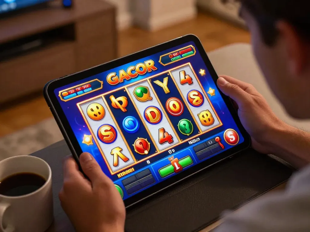 Engaging gameplay on mobile Slot Gacor app, capturing the excitement of online slots.