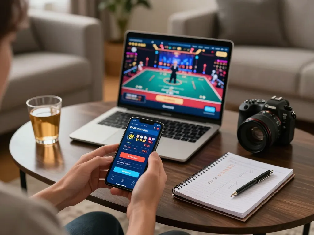 Player using the Rikvip app on smartphone for an exciting online casino experience