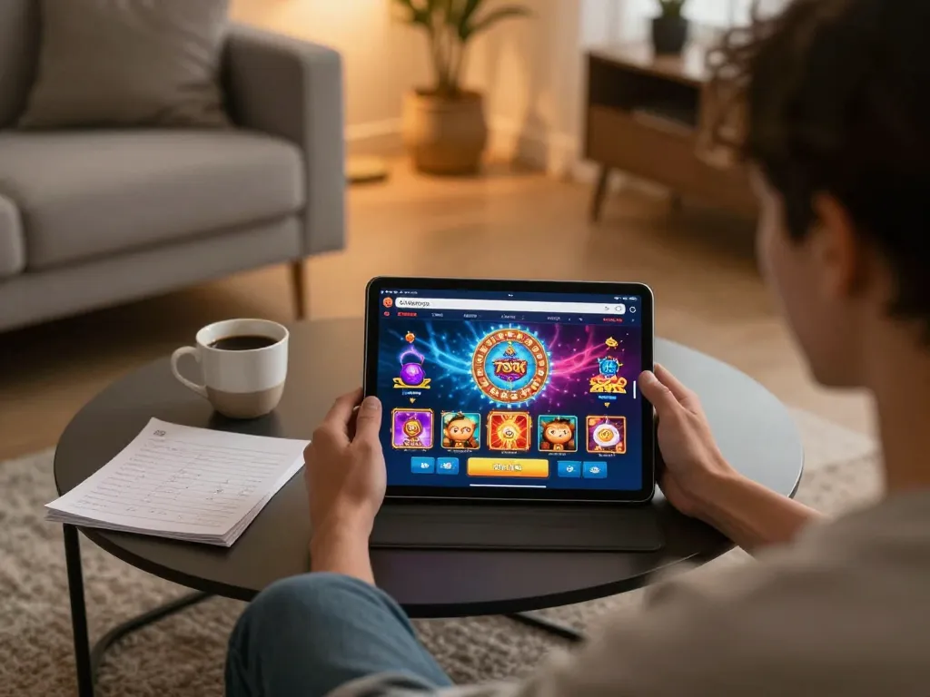 Engaging gameplay on 789betgo app in a stylish living room setting with strategy notes.