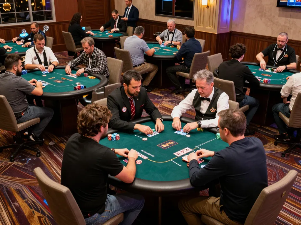Players engage in strategic poker gameplay at Go 88 casino, showcasing intense focus and competitive nature