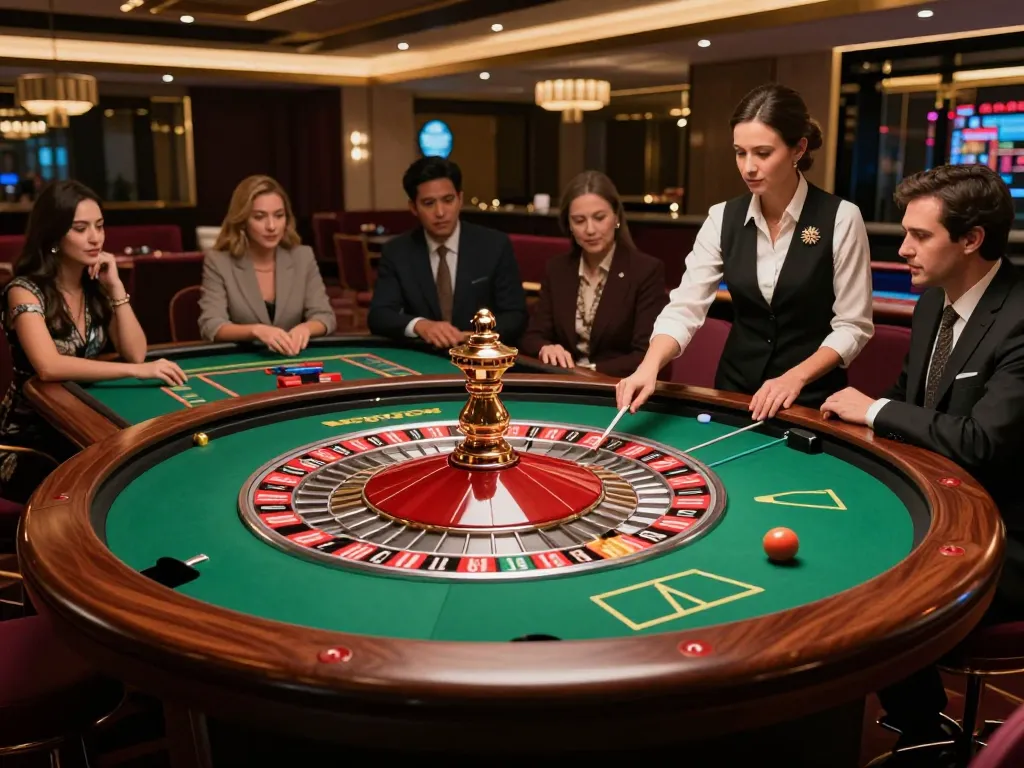 Players engage in dynamic roulette action at fabet casino, watching the spinning wheel.