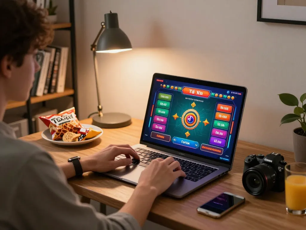 Engaging Tài Xỉu gameplay at home with taixiuonline8 on laptop, showcasing vibrant betting interface.