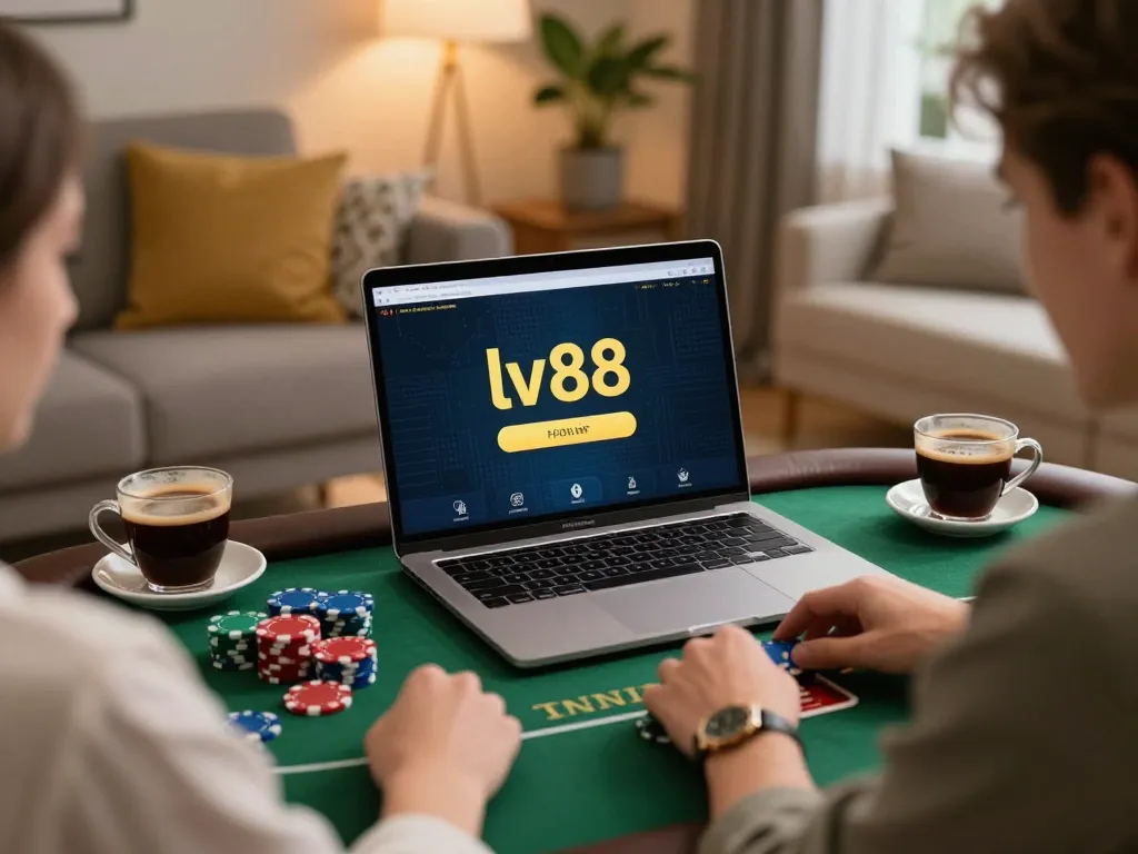 Experience the thrill of online gambling with lv88 in a cozy home setting while playing poker