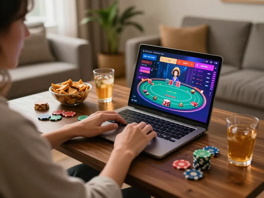 Engaging online gambling session on sunwin platform with vibrant poker table action displayed