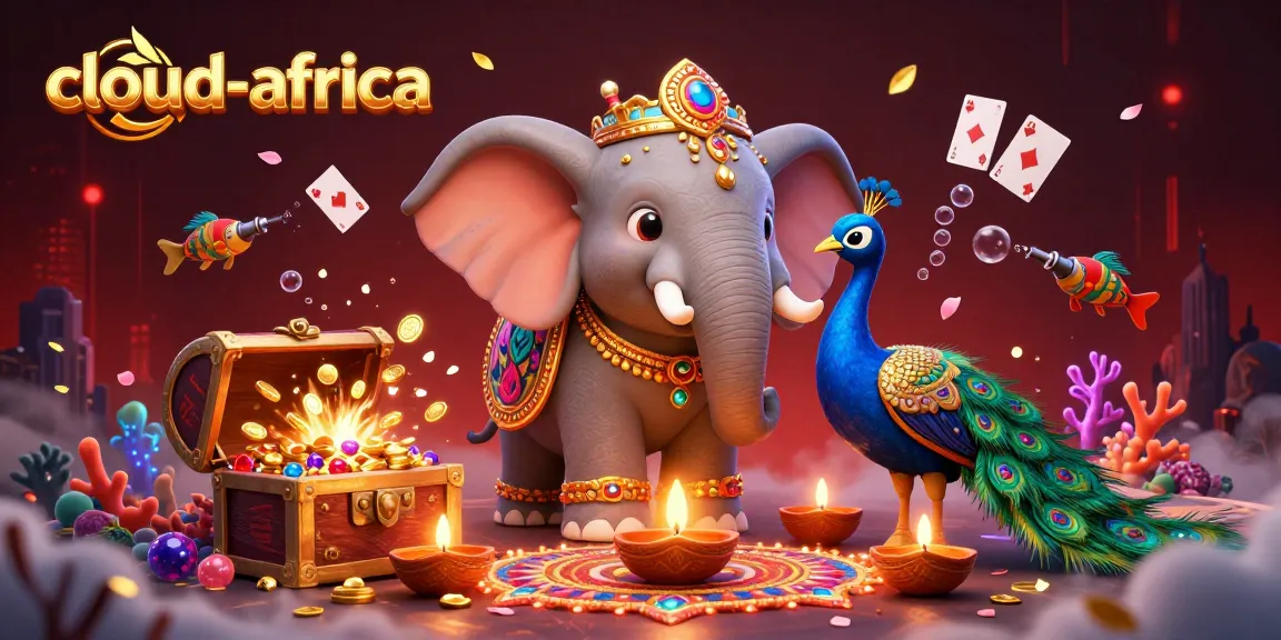 Engaging action at cloud-africa casino featuring intricate 3D elephant, peacock, and vibrant game elements