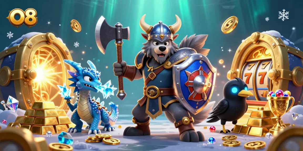 O8 engages players with a vibrant scene of a Viking warrior and dragon in a thrilling gambling adventure.