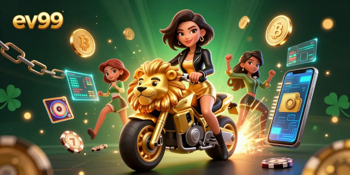 Engage with ev99 gaming strategies amidst a vibrant casino atmosphere featuring 3D character elements.