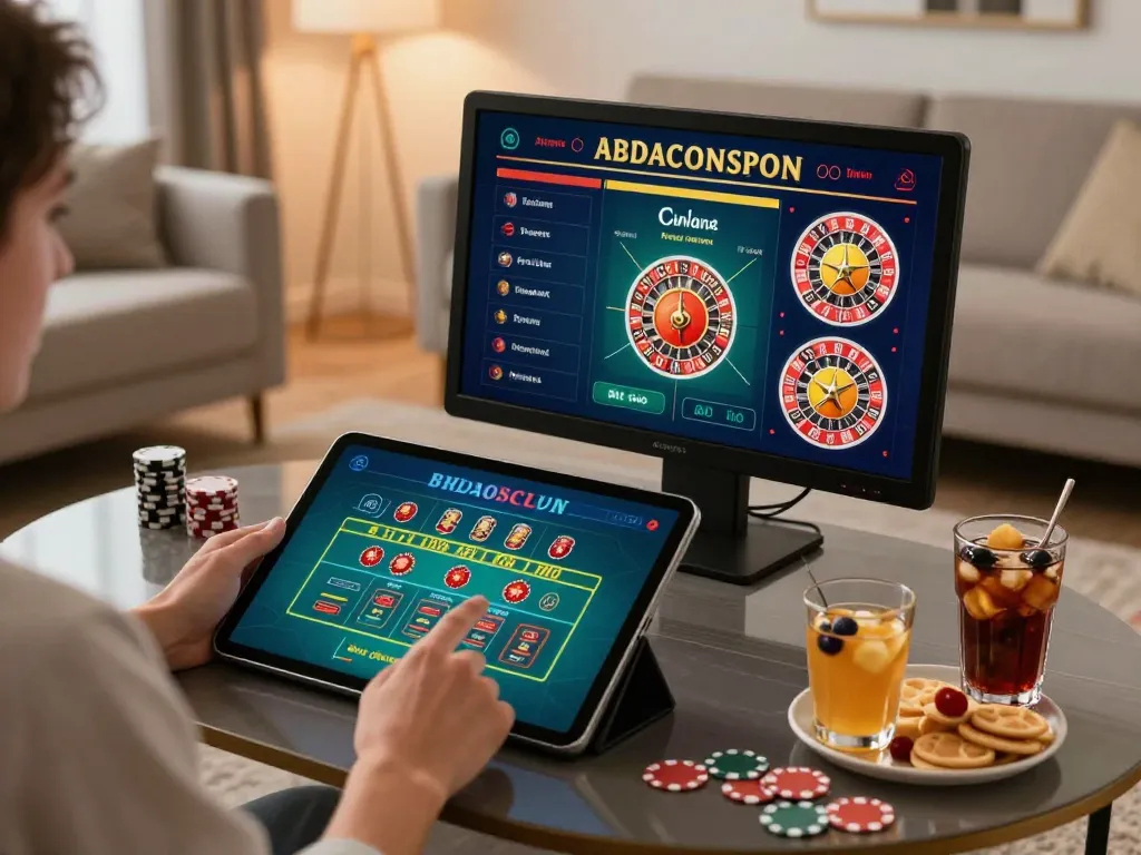 Engaging with the online casino nhà cái xin88 on a tablet in a cozy home setting, showcasing the ease of betting.