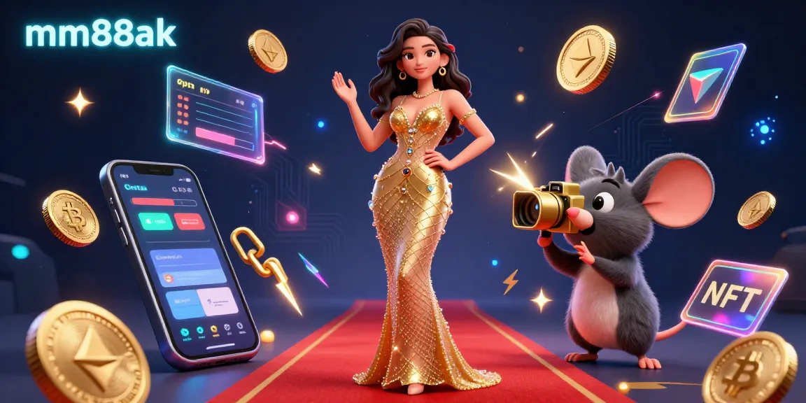 Experience the thrill of mm88ak with a dazzling illustration showcasing vibrant casino elements and a glamorous pose.