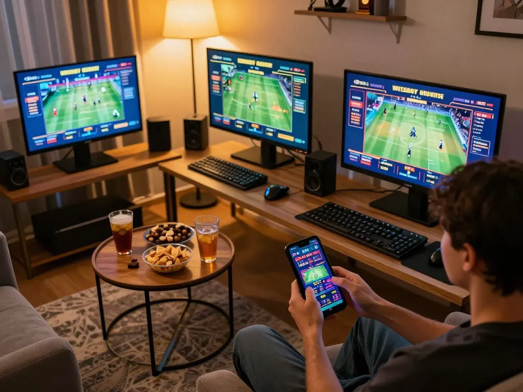 Bets placed on the bong88 mobile app in a lively home gaming setup.
