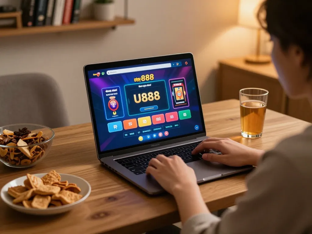 Engaging online casino gameplay for đăng ký U888 on a cozy laptop setup.