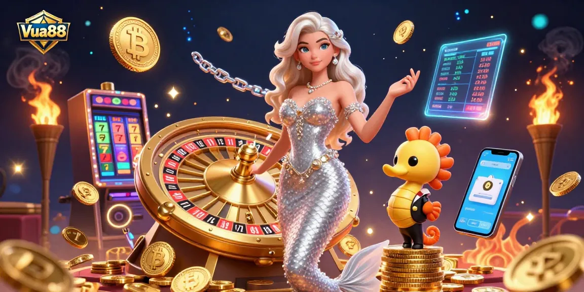 Bet on Vua88 with a stunning 3D casino illustration featuring a glamorous roulette scene.