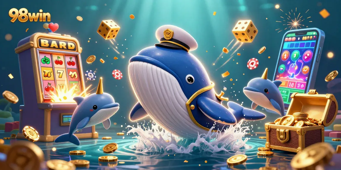Experience thrilling wins with 98win in a vibrant underwater casino scene packed with excitement.