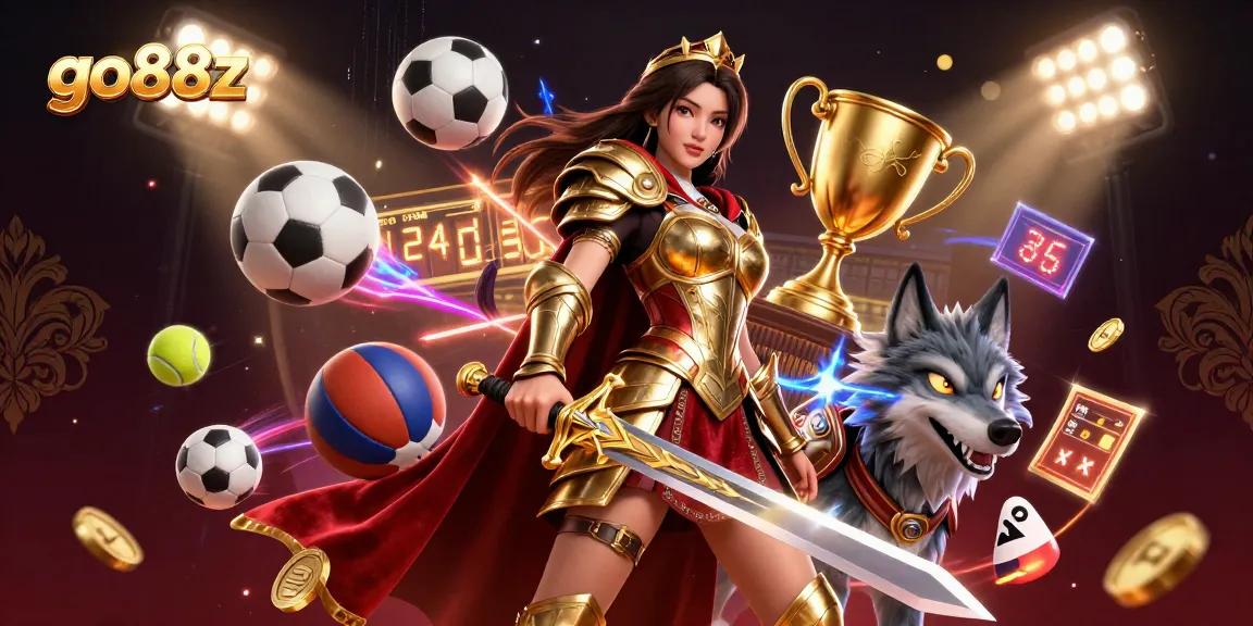Bet big with go88z in an engaging casino scene featuring dynamic sports elements.