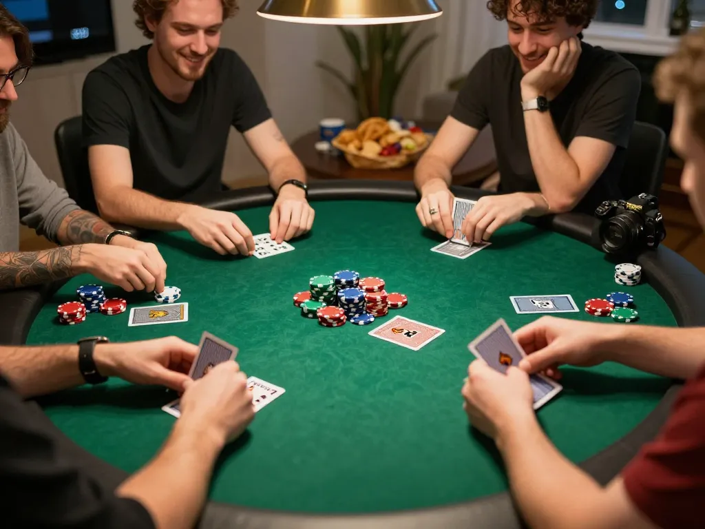 Engaging poker strategy with SC88 cards in competitive home game setting, showcasing intense gameplay.