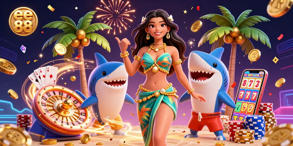 Engage in exhilarating gameplay with ee 88, experience vibrant casino action in a dynamic 3D illustration.