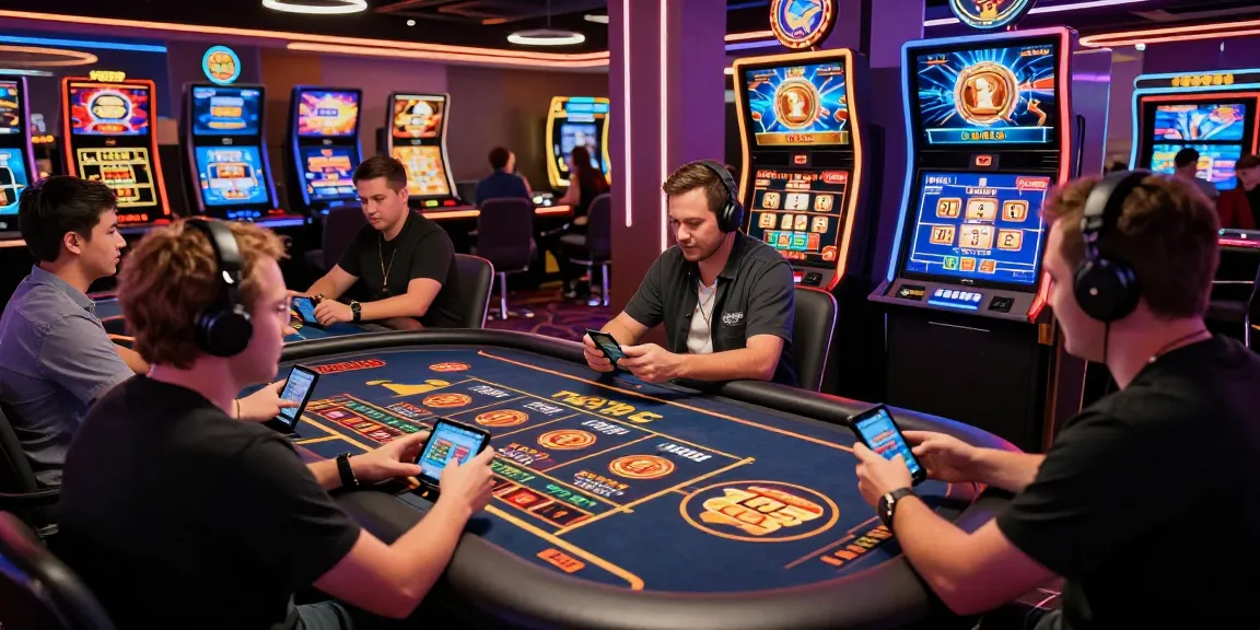 Engaged players at 789Club enjoying exciting online casino games in a vibrant neon-lit atmosphere.