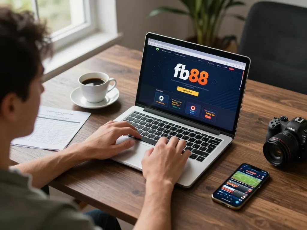 Engaging in strategic betting on the fb88 platform from a modern home setup.