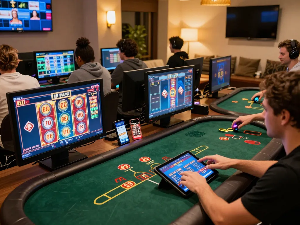 Engaging in strategic gameplay on danhlodeonline casino app with multiple screens displayed.