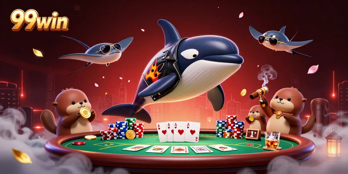 Engage with 99win's vibrant 3D casino scene featuring playful characters and dynamic gaming elements.