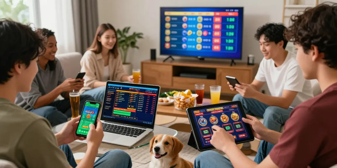 Players enjoying the game xoso66 in a lively living room setting, highlighting the excitement and community spirit.