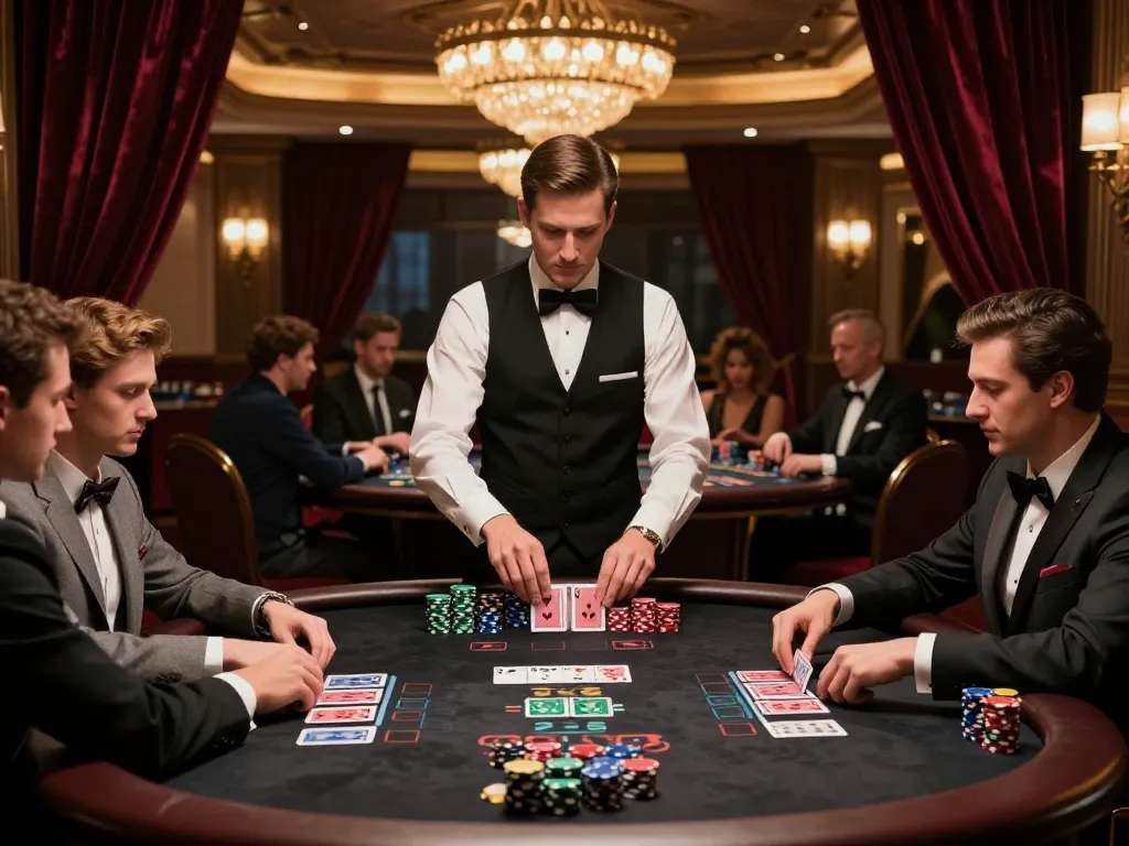 Engaged players in an MM88 blackjack game with high stakes and vibrant casino atmosphere.