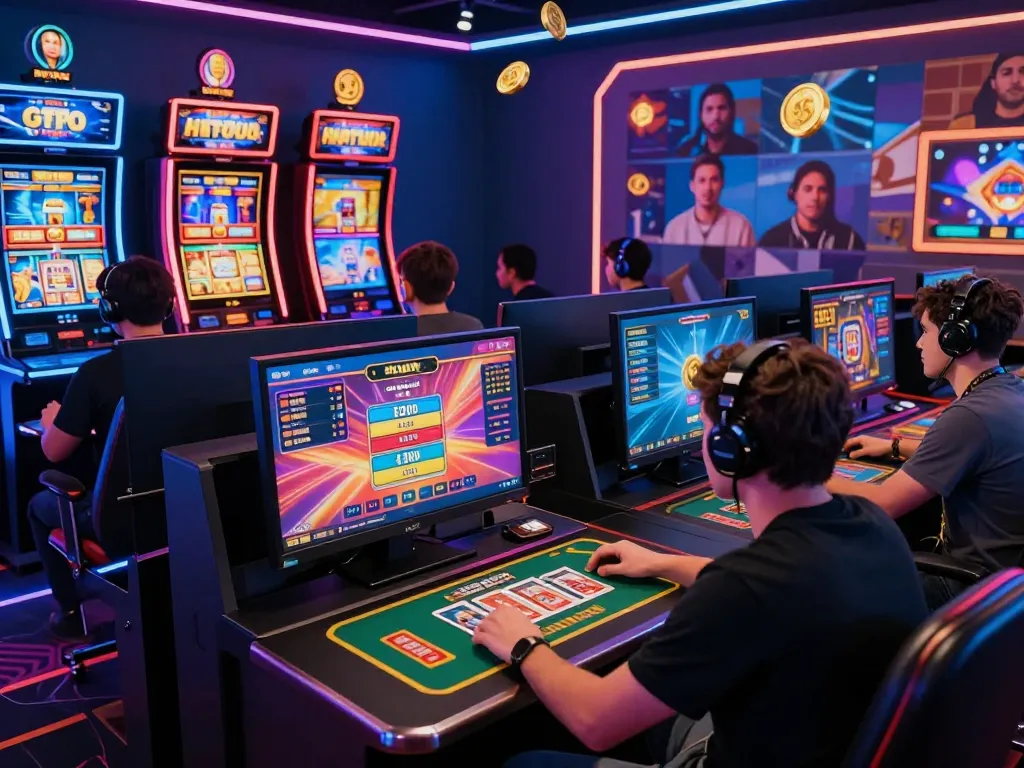 Hitclub online gaming environment with vibrant graphics and players engaged in digital casino activities