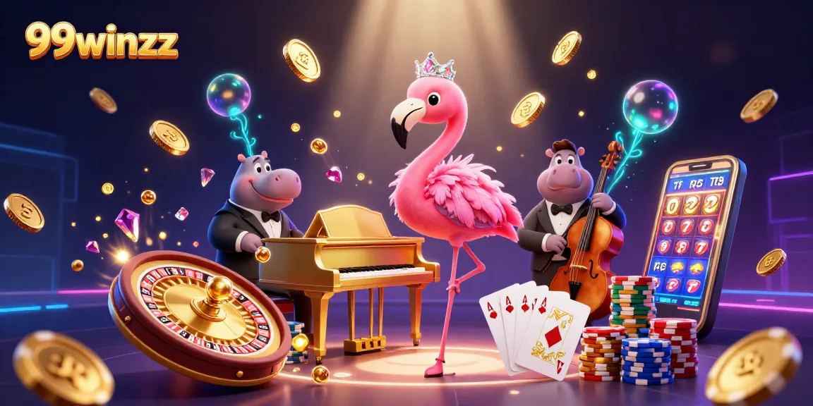Experience thrilling wins at 99winzz with captivating casino elements and vibrant characters.